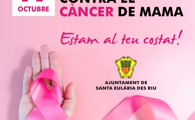 Mesas informativas y luces rosas en Santa Eulària para conmemorar el Día Mundial del Cáncer de Mama   