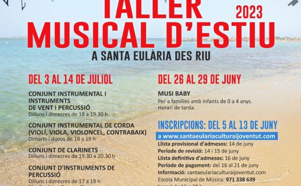 Abiertas las inscripciones para los talleres de verano de 2023 de la Escuela de Música de Santa Eulària