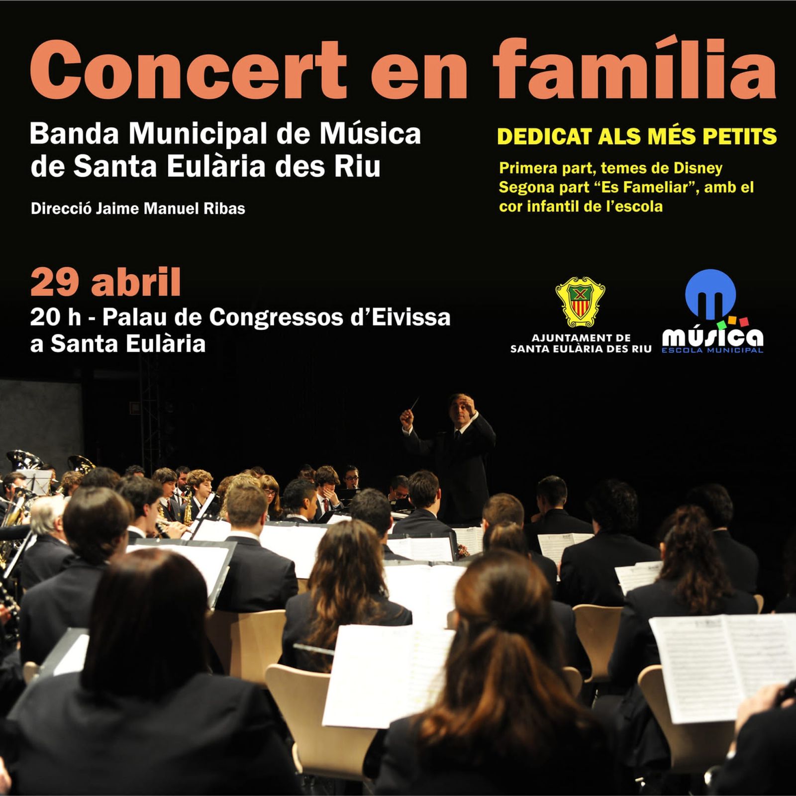 La Banda Municipal de Santa Eulària ofrece este sábado un ‘concert en família’ en el Palacio de Congresos de Ibiza