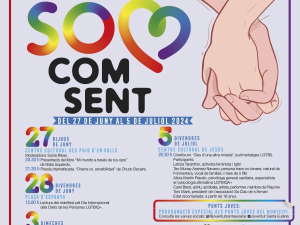 Santa Eulària des Riu programa xerrades, teatre i projeccions, així com la lectura d'un manifest amb motiu del Dia Internacional de l'Orgull LGTBIQ+