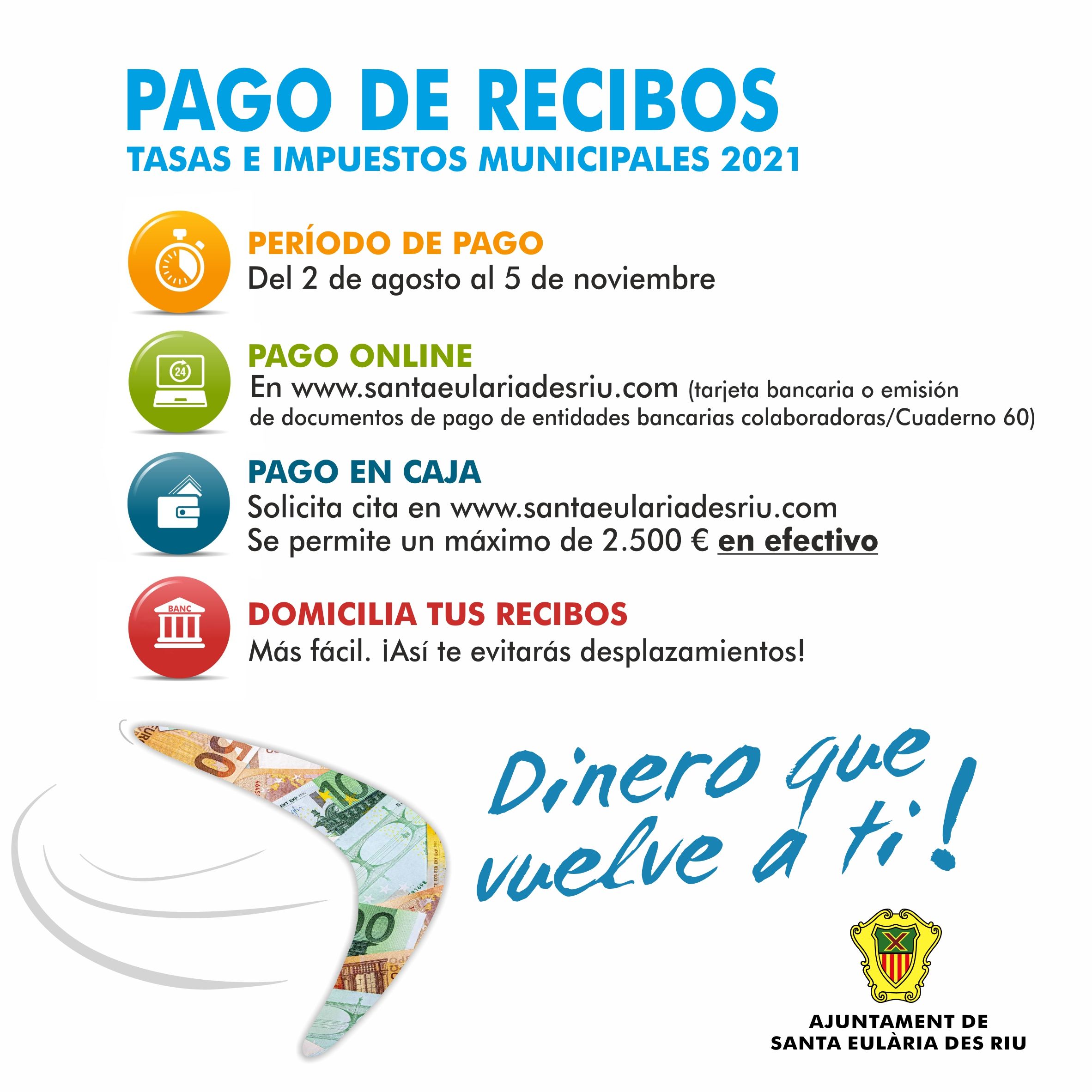 El lunes 2 de agosto se inicia el periodo voluntario del pago de los tributos municipales que se amplía un mes más para facilitar su abono