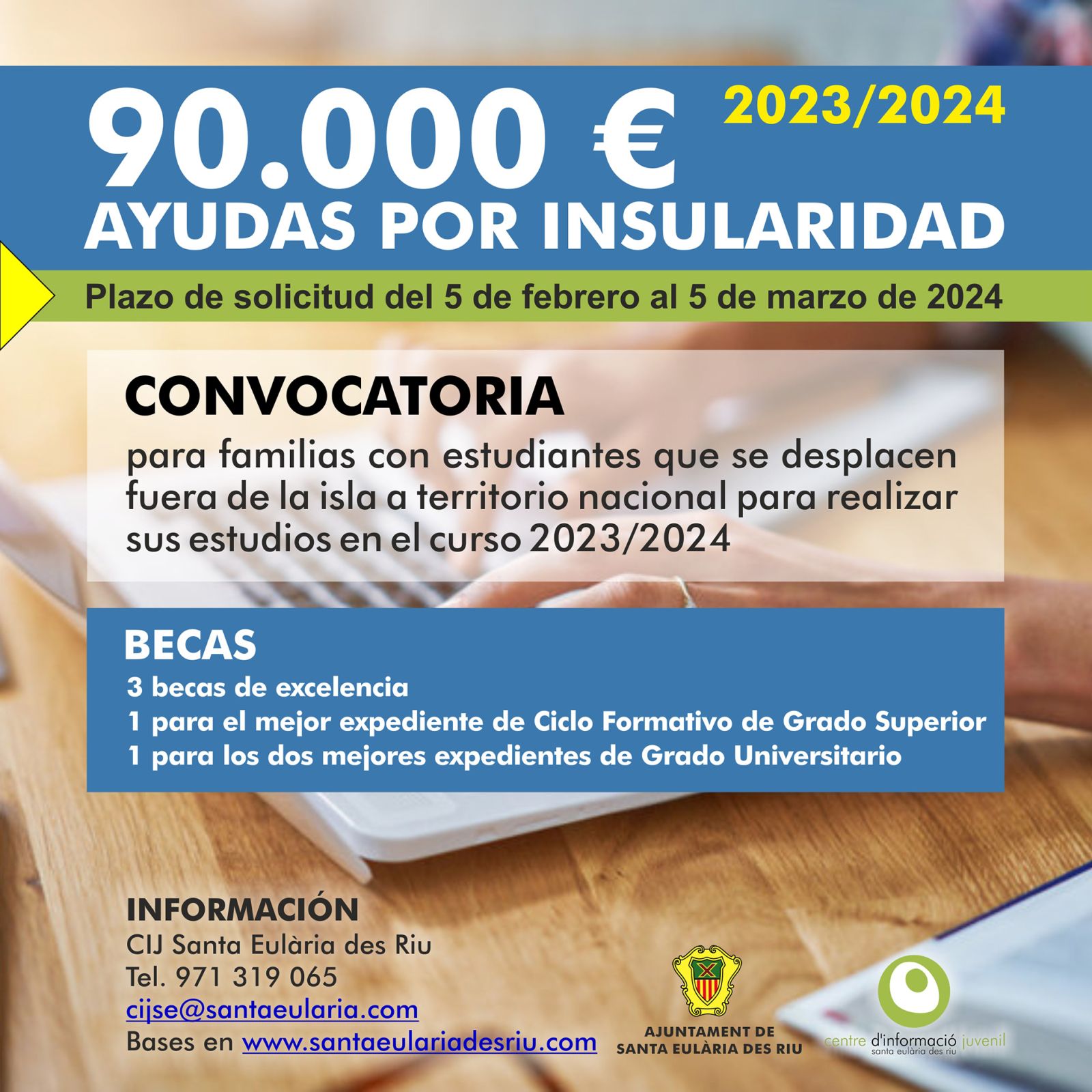 Abierto el plazo para solicitar las ayudas municipales a la insularidad que repartirán 90.000€ entre los jóvenes que estudian fuera de la isla