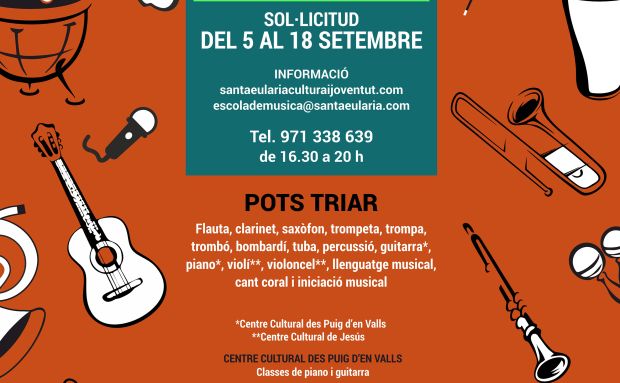 El próximo lunes, 5 de septiembre, se abre un periodo extraordinario de inscripción para la Escuela Municipal de Música