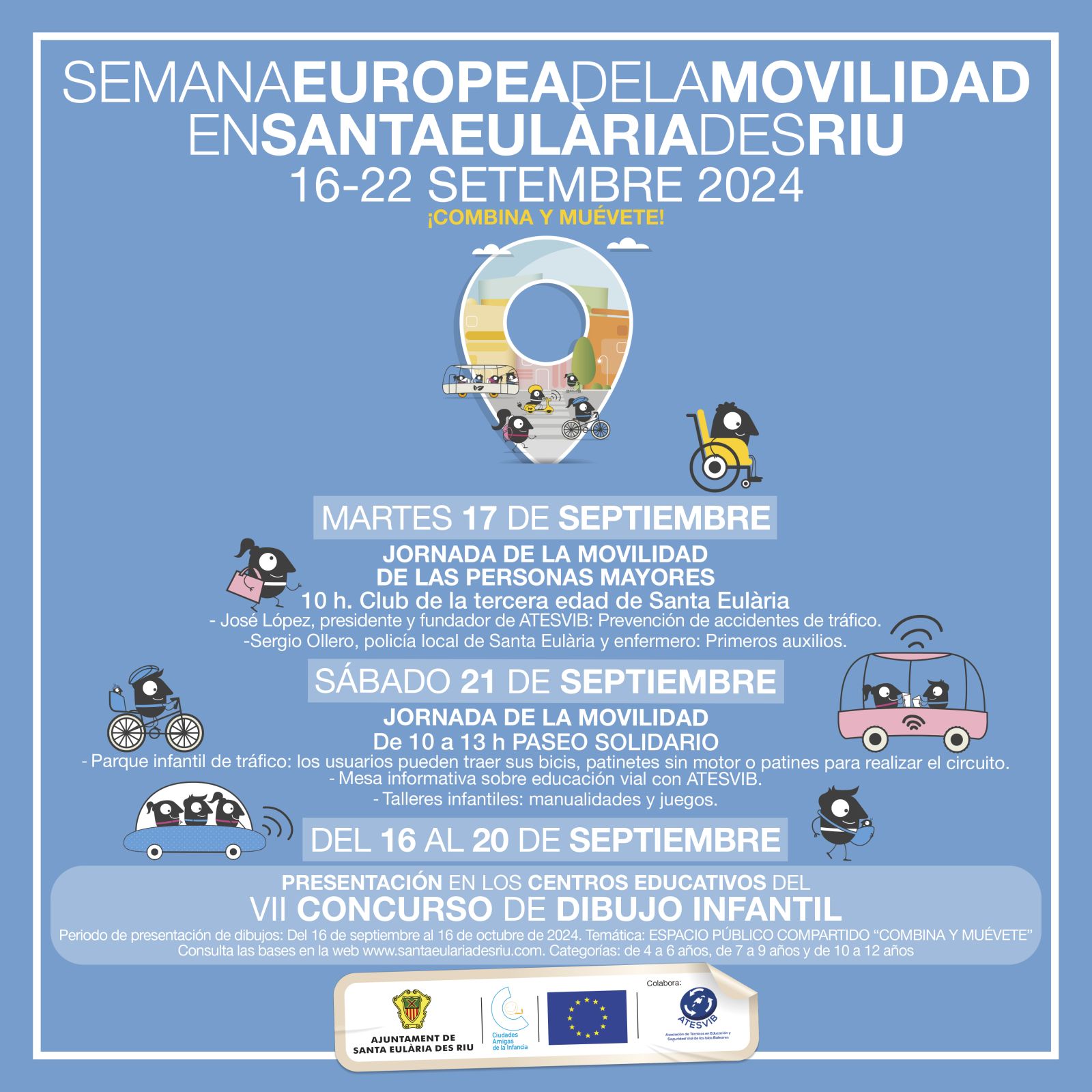 Charlas para los mayores, un circuito de educación vial y un concurso de dibujo para celebrar la Semana Europea de la Movilidad