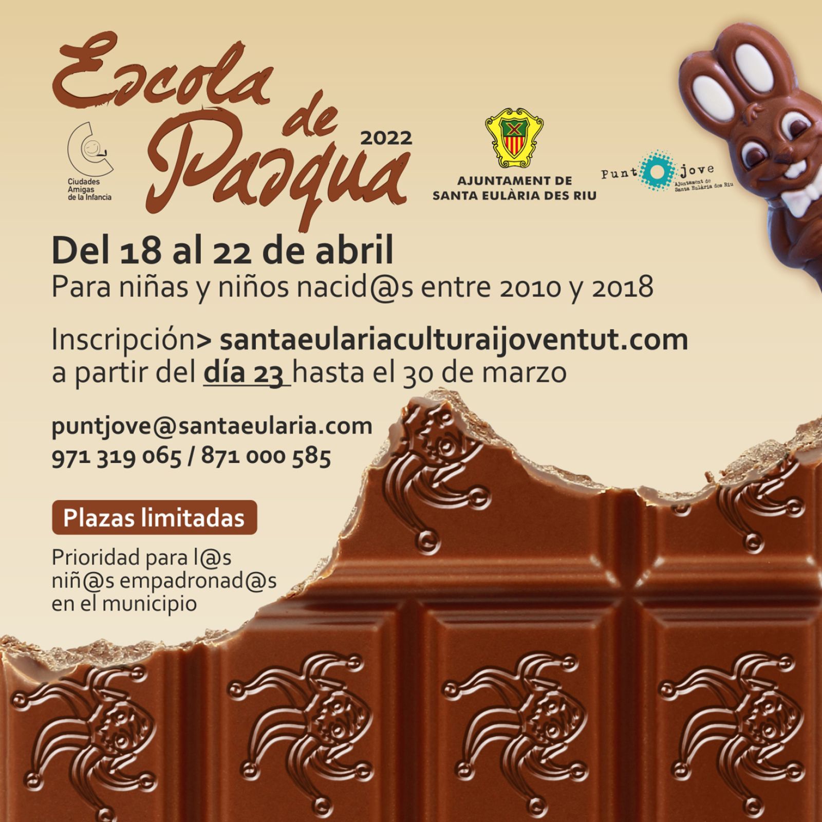 El Ayuntamiento organiza entre el 18 y 22 de abril las ‘Escuelas de Pascua’ para facilitar la conciliación a las familias durante las vacaciones escolares