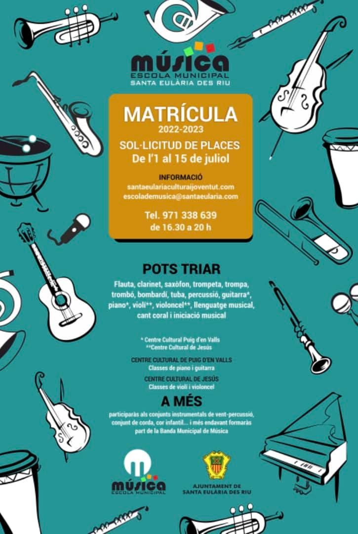 El próximo 1 de julio se abren las inscripciones para la Escuela Municipal de Música de Santa Eulària des Riu