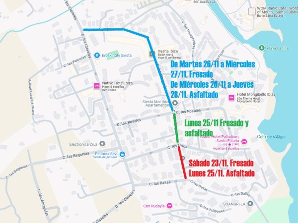 Restricciones parciales de tráfico y estacionamiento por el asfaltado de la calle Margalides de es Puig d’en Fita/Siesta