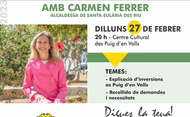 'Digues la Teua' obert a tot el poble des Puig d'en Valls el 27 de febrer amb Carmen Ferrer