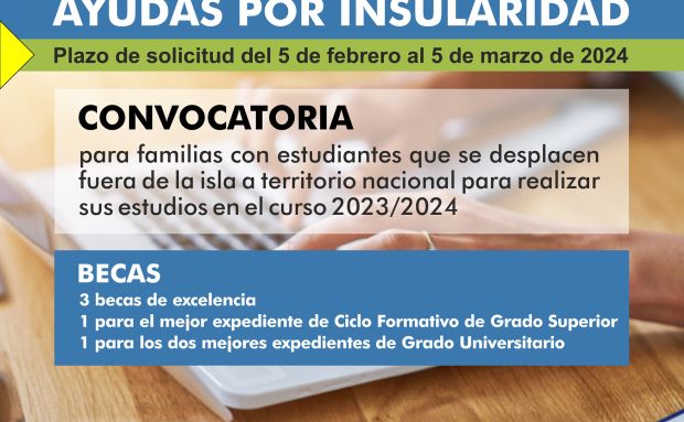 Abierto el plazo para solicitar las ayudas municipales a la insularidad que repartirán 90.000€ entre los jóvenes que estudian fuera de la isla