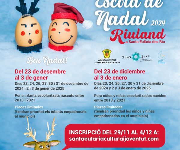 El 29 de novembre s'obre el periode d'inscripció per a les Escoles de Nadal que s'allarguen a vuit dies