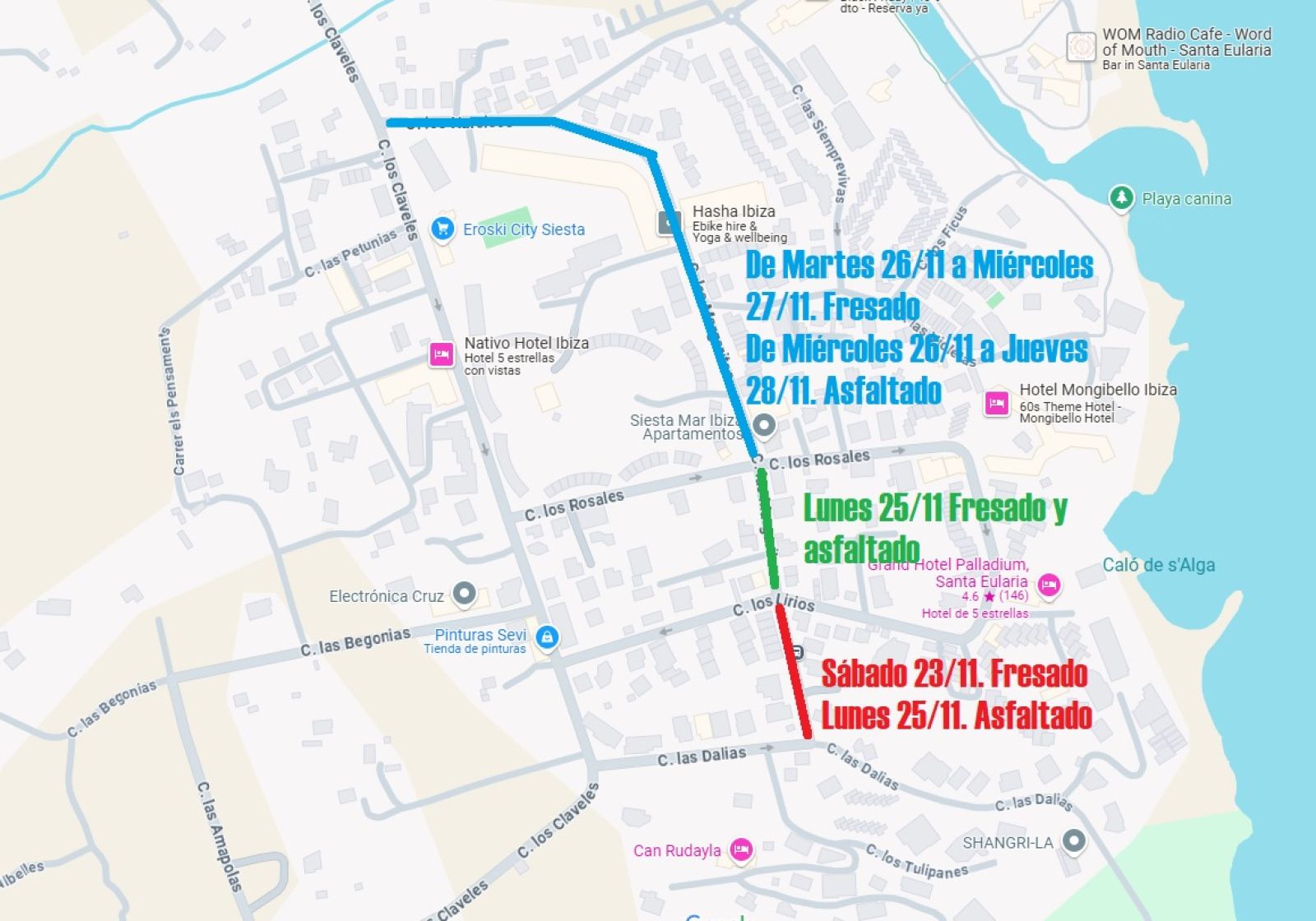 Restriccions parcials de trànsit i estacionament per l'asfaltat del carrer Margalides de es Puig d’en Fita/Siesta