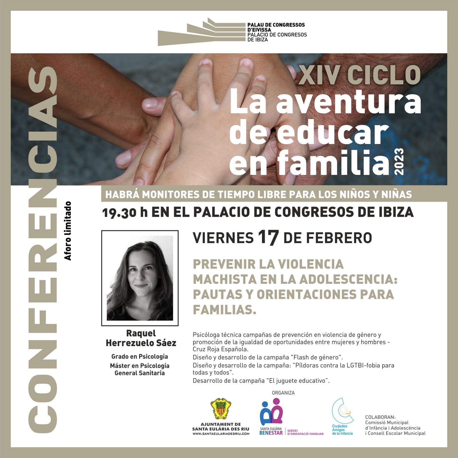 Prevenir la violencia machista en la adolescencia, tema de la segunda conferencia de ‘L’Aventura d’Educar en Família’ 2023