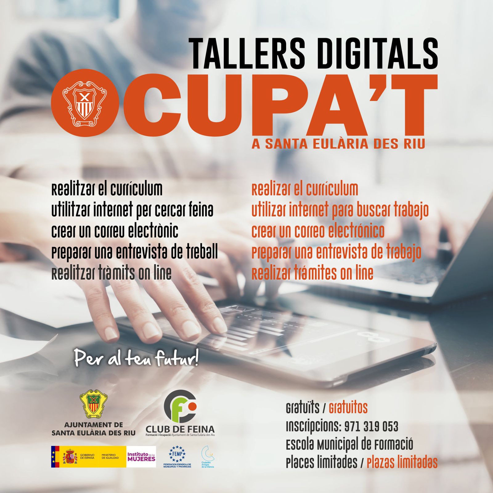 El Club de Feina organiza talleres gratuitos de habilidades digitales básicas y para mejorar las estrategias de las pymes y emprendedores