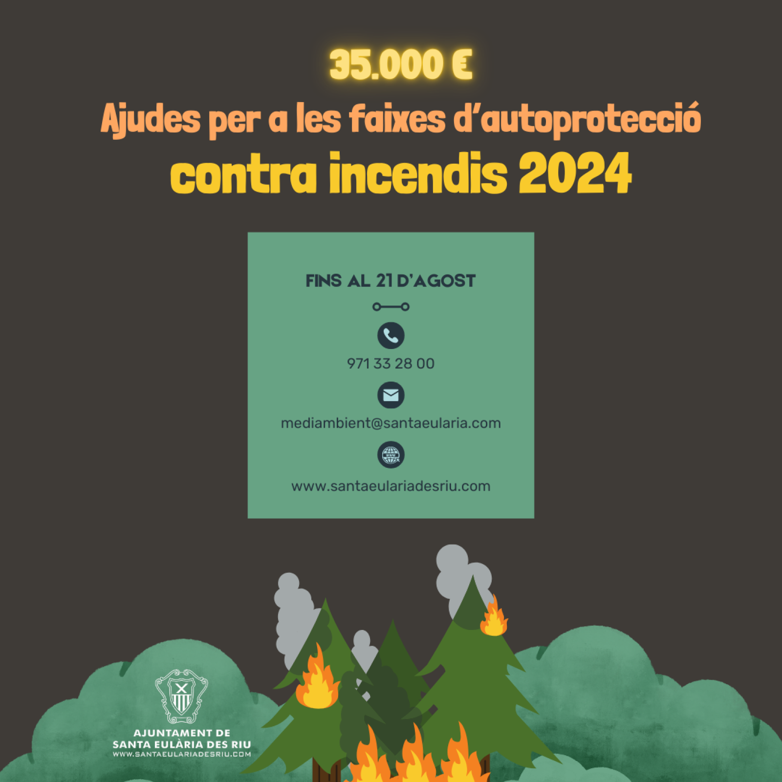 Santa Eulària impulsa una nova edició de les ajudes per a la creació de faixes d'autoprotecció contra incendis dotades amb 35.000 euros